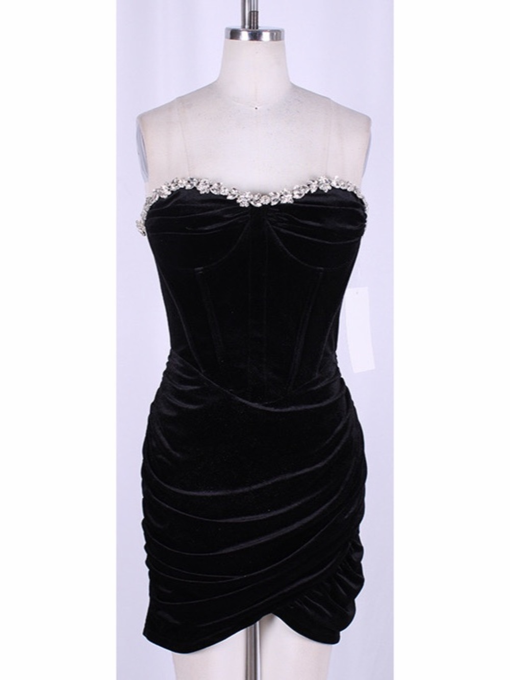 Velvet Rhinestone Mini Dress - Picture 4 of 5